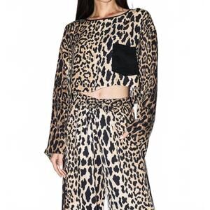 NEW NILUU wildesse long sleeve crop tee in leo